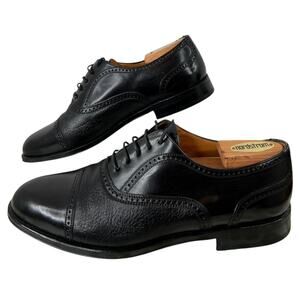 MEZLAN Florence Leather Oxford Dress Shoes in Black Men’s 8.5W Cap Toe Handmade